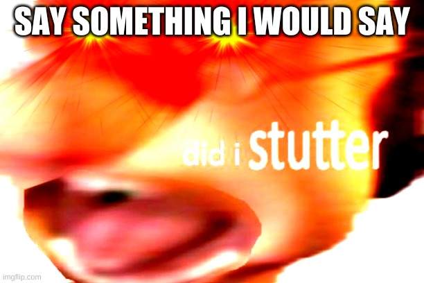 did i stutter | SAY SOMETHING I WOULD SAY | image tagged in did i stutter | made w/ Imgflip meme maker