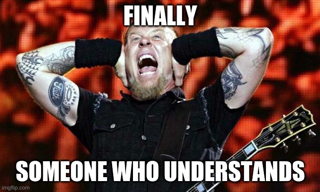 metallica | FINALLY SOMEONE WHO UNDERSTANDS | image tagged in metallica | made w/ Imgflip meme maker