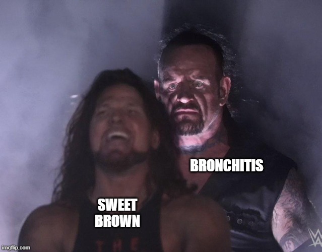 I got bronchitis! Ain't nobody got time for that! | BRONCHITIS; SWEET BROWN | image tagged in undertaker,lol,memes | made w/ Imgflip meme maker