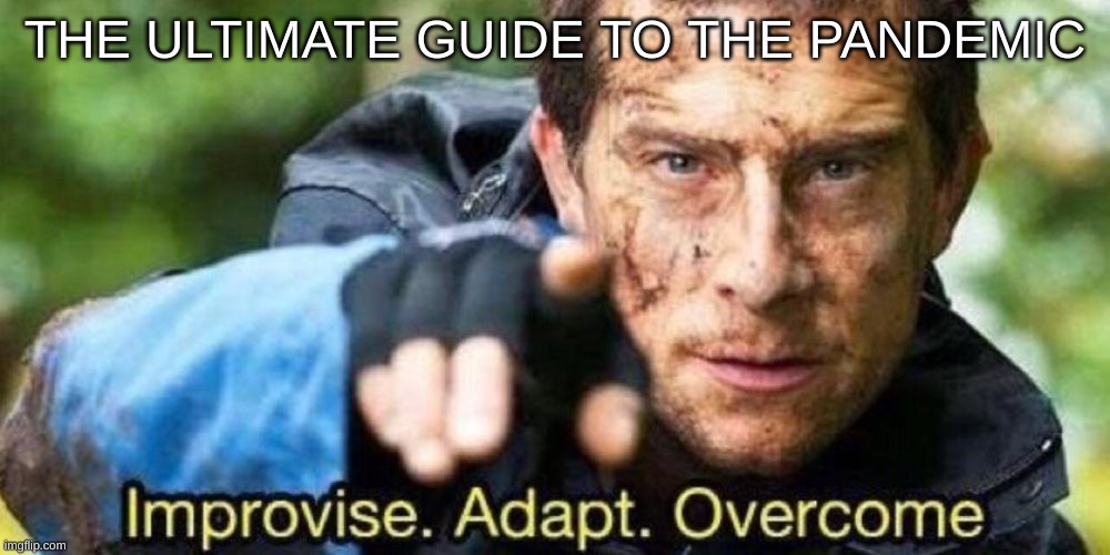 you need only this guide for the pandemic and your life | THE ULTIMATE GUIDE TO THE PANDEMIC | image tagged in improvise adapt overcome | made w/ Imgflip meme maker