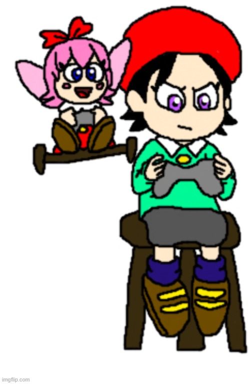 Adeleine and Ribbon are playing PS5 | image tagged in kirby,ps5,fanart,artwork,cute,funny | made w/ Imgflip meme maker