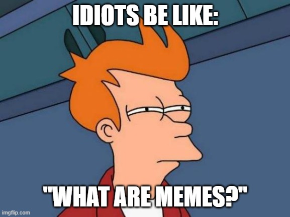Futurama Fry | IDIOTS BE LIKE:; "WHAT ARE MEMES?" | image tagged in memes,futurama fry | made w/ Imgflip meme maker