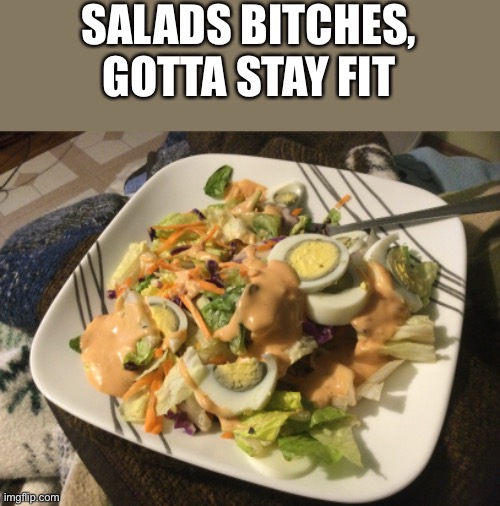 Yum | SALADS BITCHES, GOTTA STAY FIT | made w/ Imgflip meme maker