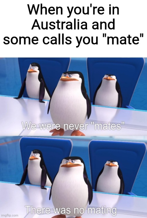 Image title | When you're in Australia and some calls you "mate" | image tagged in memes,tag | made w/ Imgflip meme maker