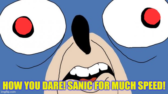 SANIC | HOW YOU DARE! SANIC FOR MUCH SPEED! | image tagged in sanic | made w/ Imgflip meme maker