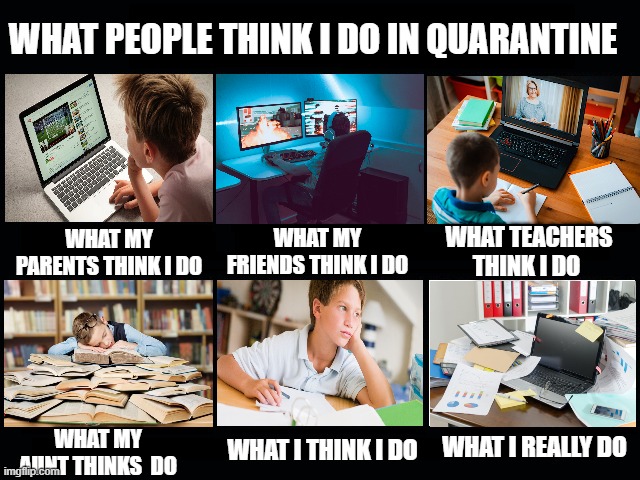 What my friends think I do | WHAT PEOPLE THINK I DO IN QUARANTINE; WHAT TEACHERS THINK I DO; WHAT MY FRIENDS THINK I DO; WHAT MY PARENTS THINK I DO; WHAT I REALLY DO; WHAT MY AUNT THINKS  DO; WHAT I THINK I DO | image tagged in what my friends think i do | made w/ Imgflip meme maker
