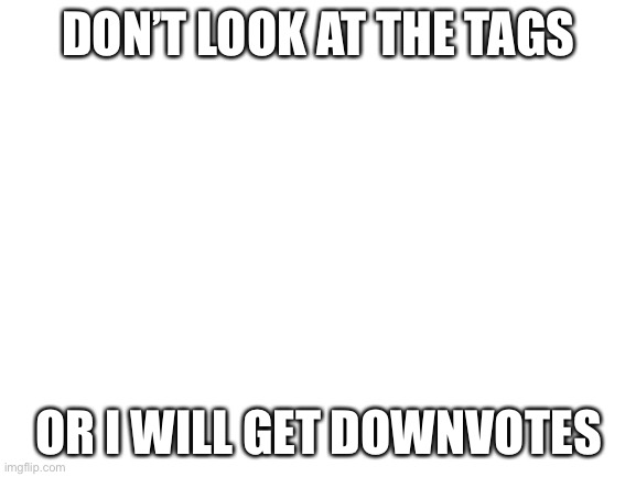 Don’t look at the tags | DON’T LOOK AT THE TAGS; OR I WILL GET DOWNVOTES | image tagged in never gonna give you up,never gonna let you down,never gonna run around,and desert you | made w/ Imgflip meme maker