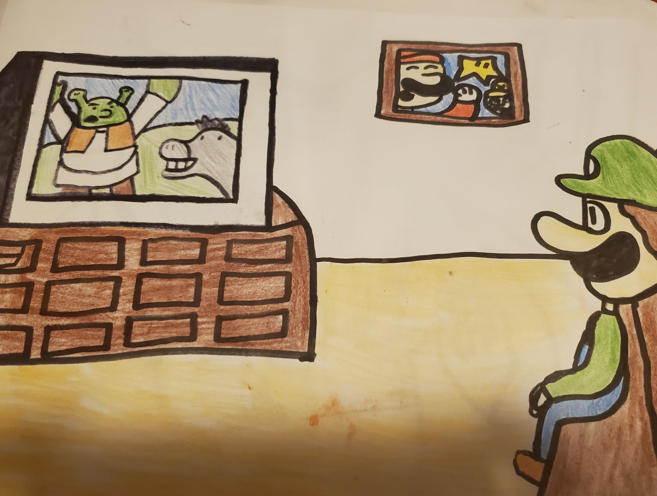 Luigi watches Shrek Blank Meme Template