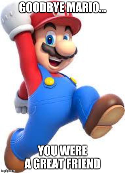 *Crying* | GOODBYE MARIO... YOU WERE A GREAT FRIEND | image tagged in mario,is deead | made w/ Imgflip meme maker