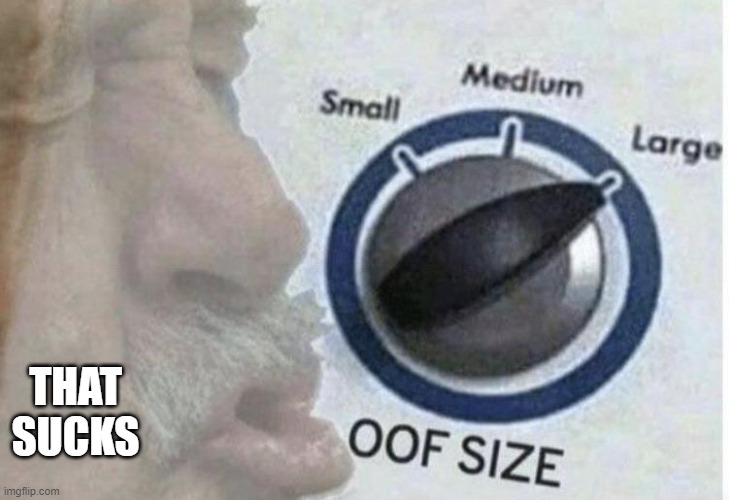 Oof size large | THAT SUCKS | image tagged in oof size large | made w/ Imgflip meme maker