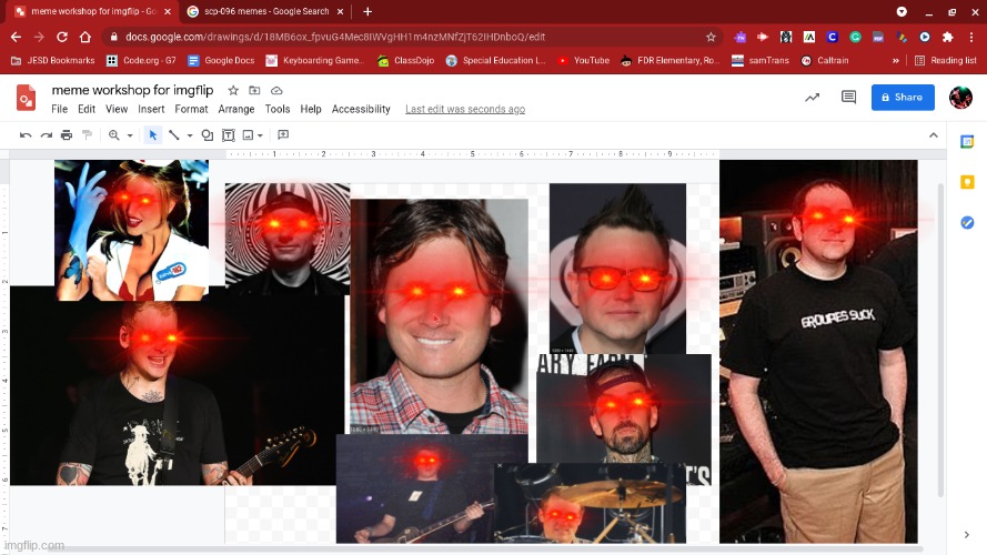 blink-182 laser eyes | image tagged in memes,blink-182,laser eyes,fun,rock band,crappy punk rock | made w/ Imgflip meme maker