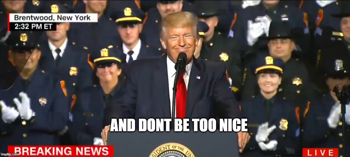 Trump police | AND DONT BE TOO NICE | image tagged in trump police | made w/ Imgflip meme maker
