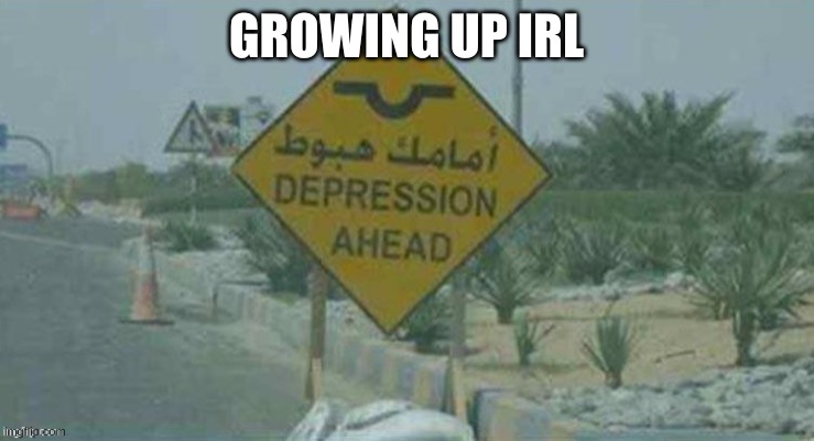 deppresion sign | GROWING UP IRL | image tagged in deppresion sign | made w/ Imgflip meme maker