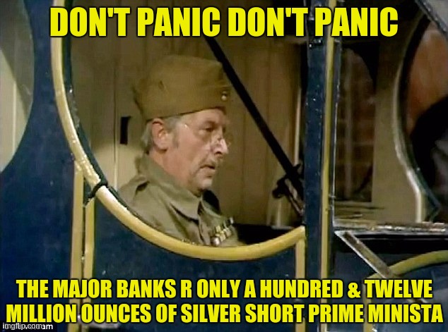 silver   Silver Supply Shortage - David Morgan | Silver Squeeze - https://youtu.be/SEHmgjn5aug?t=170 | DON'T PANIC DON'T PANIC THE MAJOR BANKS R ONLY A HUNDRED & TWELVE MILLION OUNCES OF SILVER SHORT PRIME MINISTA | image tagged in prime minister,boris johnson,don't panic,silver squeeze,don't panic rishi don't panic,10 downing street prime minista | made w/ Imgflip meme maker
