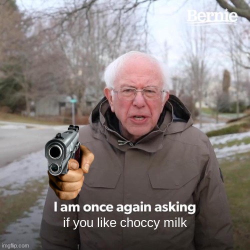 Bernie I Am Once Again Asking For Your Support | if you like choccy milk | image tagged in memes,bernie i am once again asking for your support | made w/ Imgflip meme maker