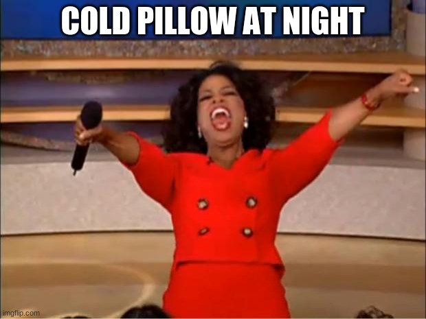 sleep | COLD PILLOW AT NIGHT | image tagged in memes,oprah you get a | made w/ Imgflip meme maker