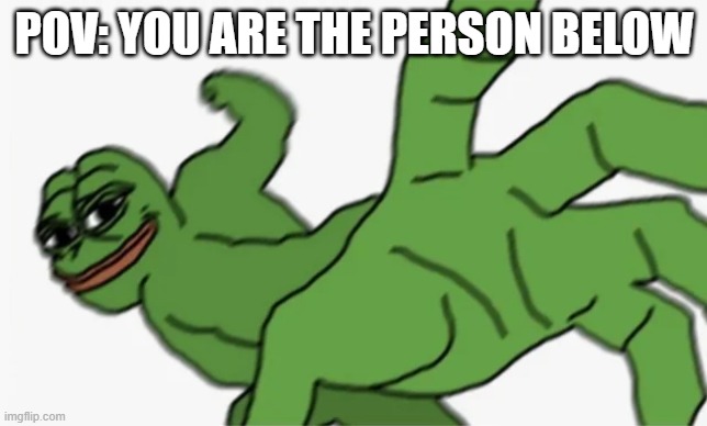 pepe punch | POV: YOU ARE THE PERSON BELOW | image tagged in pepe punch | made w/ Imgflip meme maker