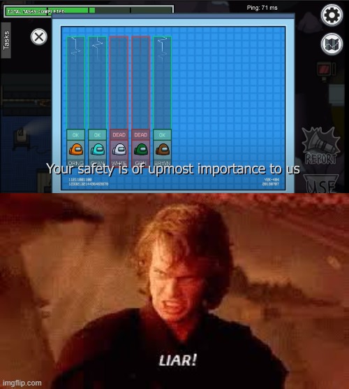 how are they safe if there dead? | image tagged in anakin liar | made w/ Imgflip meme maker