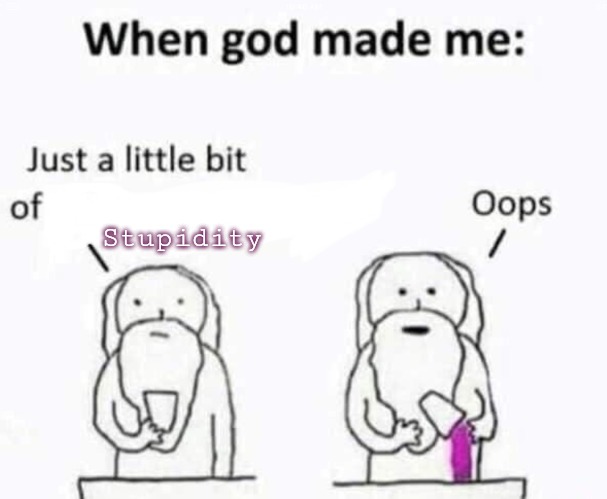 When god made me | Stupidity | image tagged in when god made me | made w/ Imgflip meme maker