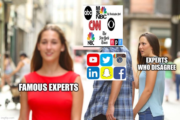 Expertsz | EXPERTS WHO DISAGREE; FAMOUS EXPERTS | image tagged in memes,distracted boyfriend,social media,biased media,Anarcho_Capitalism | made w/ Imgflip meme maker