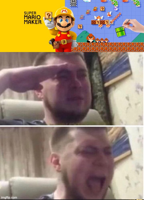 Thanks for a great (and annoying) service | image tagged in crying salute,mario,march 31,memes,nintendo | made w/ Imgflip meme maker