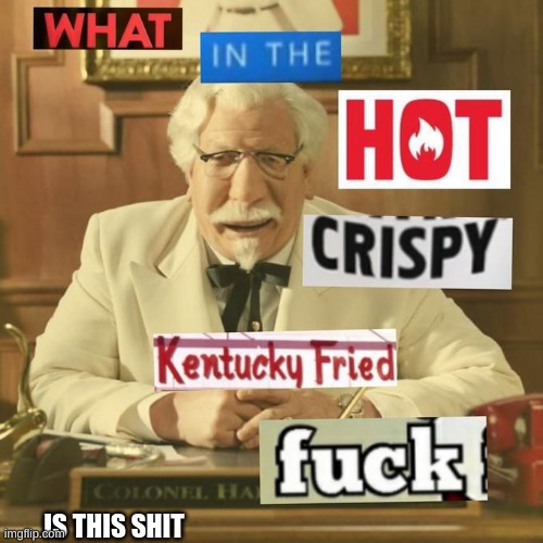 What in the hot crispy kentucky fried frick | IS THIS SHIT | image tagged in what in the hot crispy kentucky fried frick | made w/ Imgflip meme maker