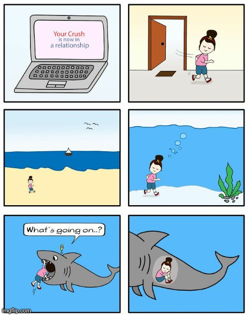 Time to die... | image tagged in comics/cartoons,funny,when your crush,oof size large | made w/ Imgflip meme maker