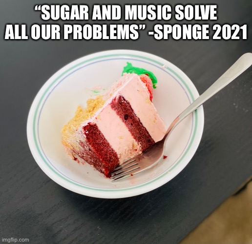 Also rate da pic | “SUGAR AND MUSIC SOLVE ALL OUR PROBLEMS” -SPONGE 2021 | made w/ Imgflip meme maker