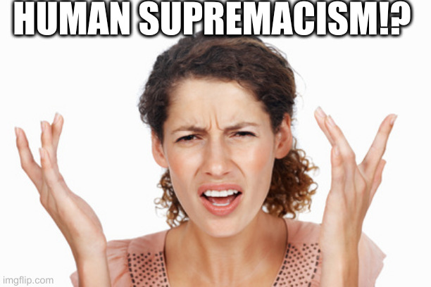 Indignant | HUMAN SUPREMACISM!? | image tagged in indignant | made w/ Imgflip meme maker