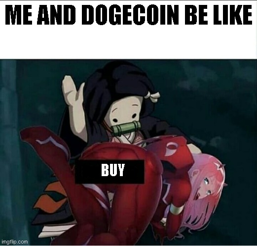 doge coin to moons | ME AND DOGECOIN BE LIKE; BUY | image tagged in doge coin,cryptocurrency,crypto,funny memes,demon slayer | made w/ Imgflip meme maker
