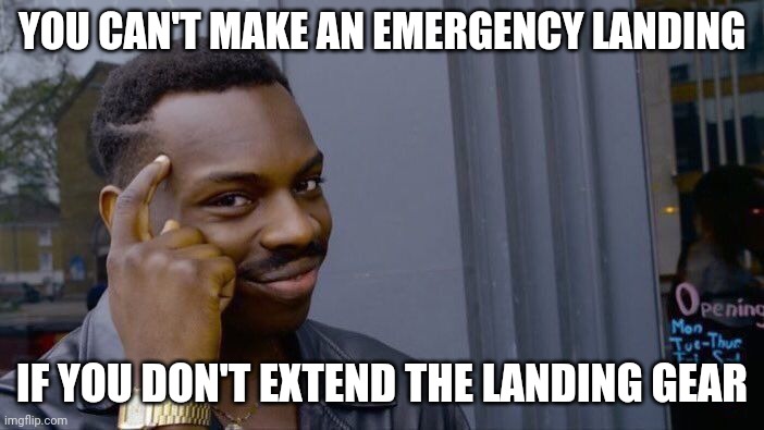 Well yes but actually no | YOU CAN'T MAKE AN EMERGENCY LANDING; IF YOU DON'T EXTEND THE LANDING GEAR | image tagged in memes,roll safe think about it,aviation | made w/ Imgflip meme maker