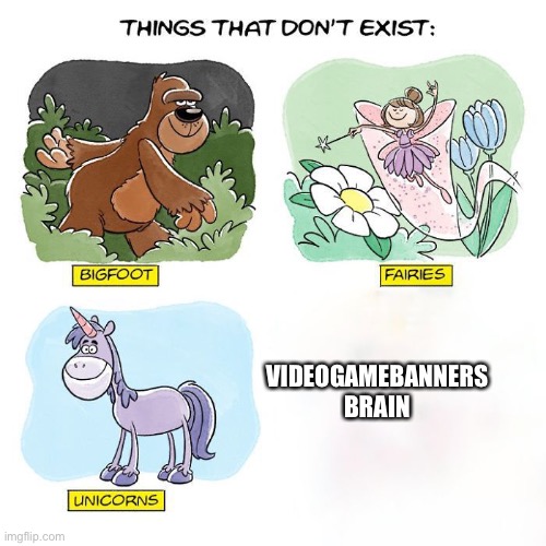 Things That Don't Exist | VIDEOGAMEBANNERS BRAIN | image tagged in things that don't exist | made w/ Imgflip meme maker