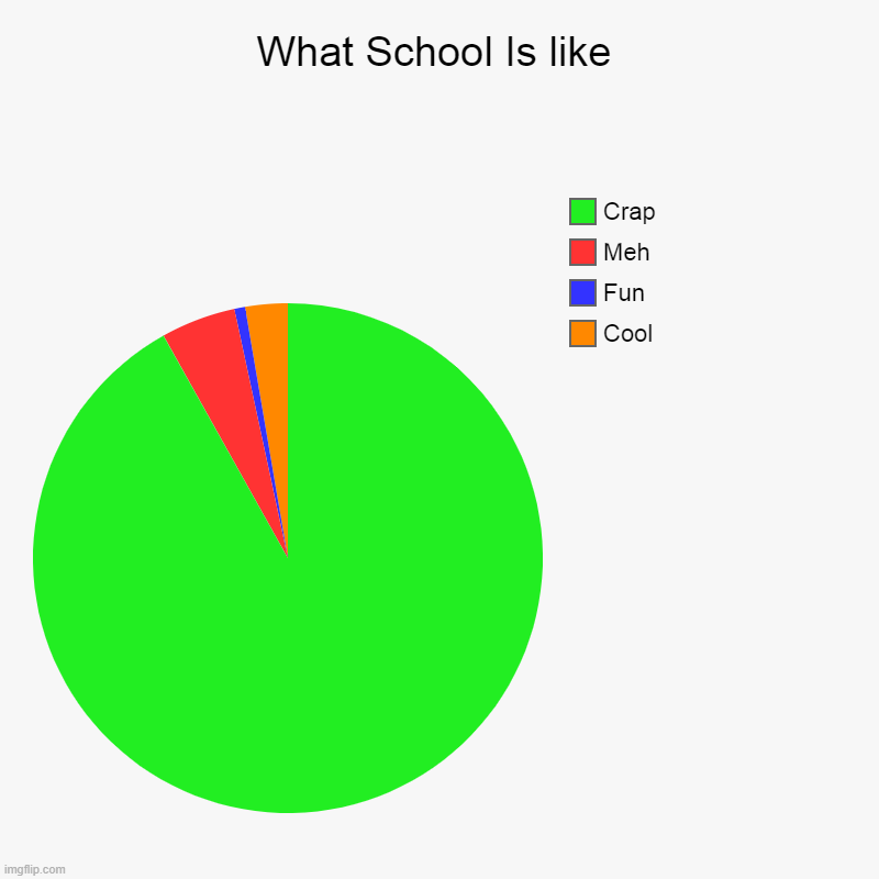 This is true | What School Is like | Cool, Fun, Meh, Crap | image tagged in charts,pie charts | made w/ Imgflip chart maker