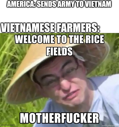 AMERICA: SENDS ARMY TO VIETNAM; VIETNAMESE FARMERS: | made w/ Imgflip meme maker