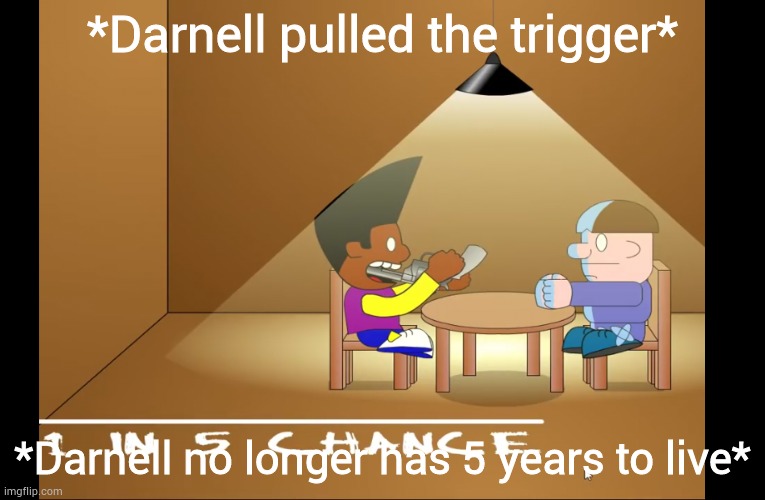 *Darnell pulled the trigger*; *Darnell no longer has 5 years to live* | made w/ Imgflip meme maker