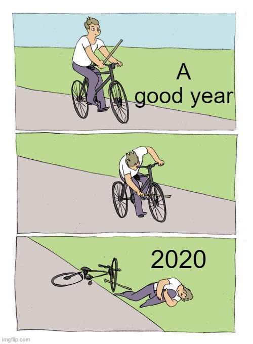 Oh no | A good year; 2020 | image tagged in memes,bike fall | made w/ Imgflip meme maker