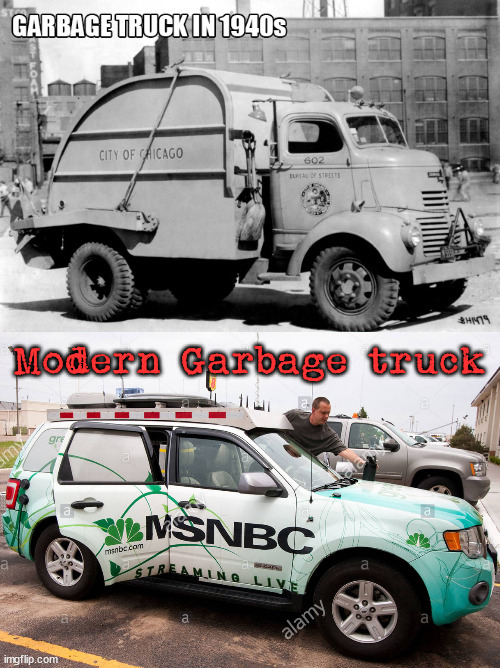 Is smaller but holds more garbage | Modern Garbage truck | image tagged in conservatives,news | made w/ Imgflip meme maker