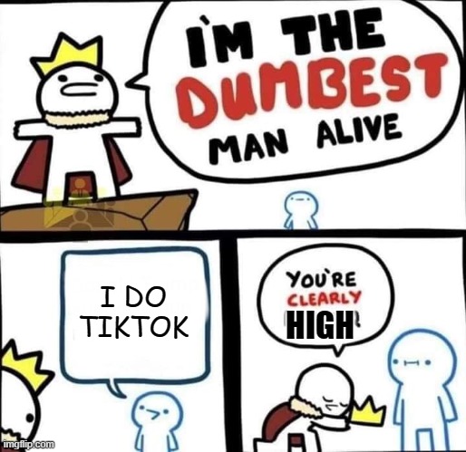 yes | I DO TIKTOK; HIGH | image tagged in dumbest man alive blank | made w/ Imgflip meme maker