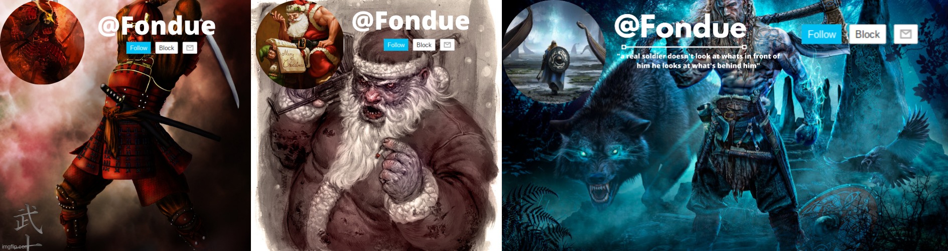 u decide which one you like | image tagged in fondue red samurai temp,fondue santa template,fondue viking temp | made w/ Imgflip meme maker