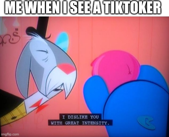 ME WHEN I SEE A TIKTOKER | image tagged in white background | made w/ Imgflip meme maker