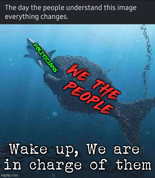 We are in charge, stop letting them run your life. | POLITICIANS; WE THE 
PEOPLE; Wake up, We are 
in charge of them | image tagged in political meme | made w/ Imgflip meme maker