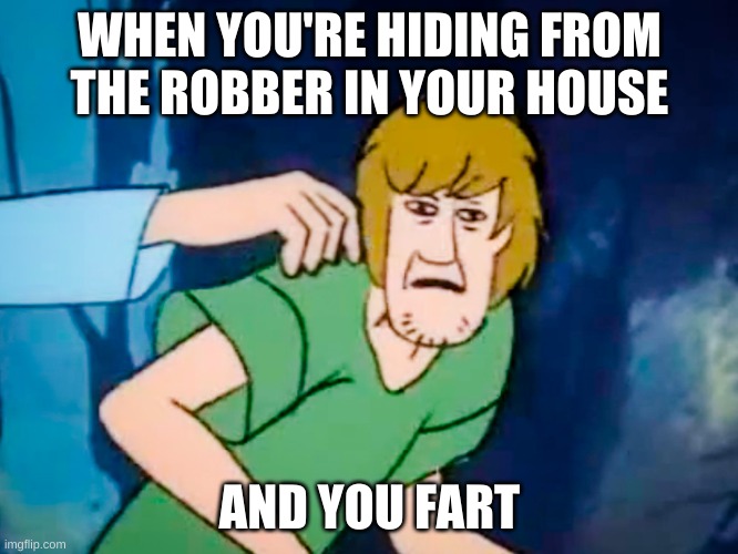 <><><><> |  WHEN YOU'RE HIDING FROM THE ROBBER IN YOUR HOUSE; AND YOU FART | image tagged in shaggy meme,shaggy,memes,funny memes,stop reading the tags,or you will perish by the hands of shrek | made w/ Imgflip meme maker