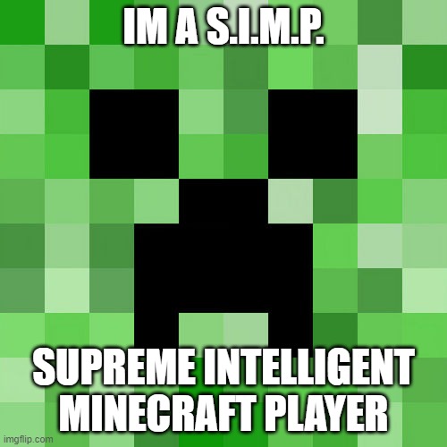 im a simp |  IM A S.I.M.P. SUPREME INTELLIGENT MINECRAFT PLAYER | image tagged in memes,scumbag minecraft | made w/ Imgflip meme maker