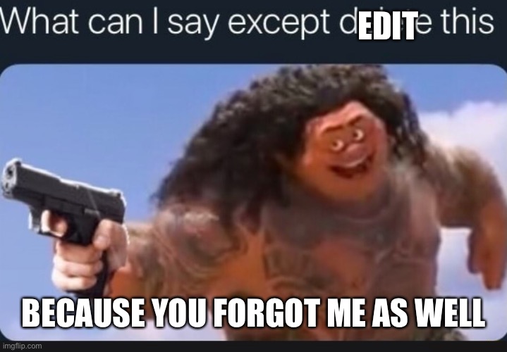 What can I say except delete this | EDIT BECAUSE YOU FORGOT ME AS WELL | image tagged in what can i say except delete this | made w/ Imgflip meme maker