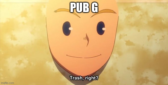trash, right? | PUB G | image tagged in trash right | made w/ Imgflip meme maker
