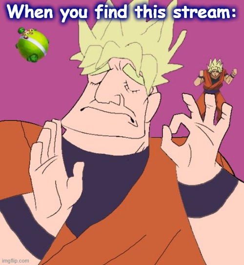 haha love it! | When you find this stream: | image tagged in when anime is just right,dbz,dbz meme,meme stream,dragon ball z,anime | made w/ Imgflip meme maker