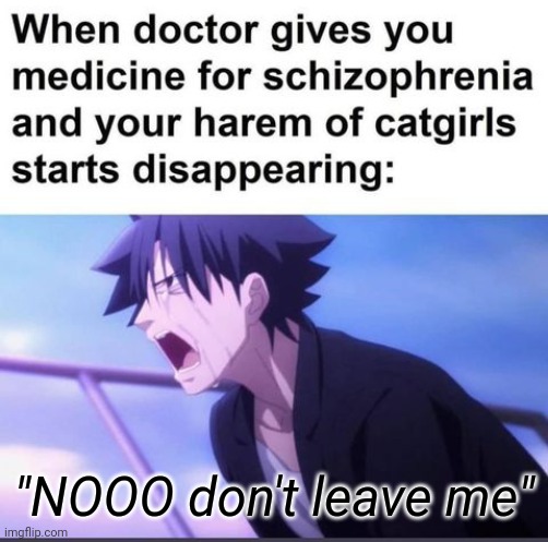 "NOOO don't leave me" | image tagged in anime,animeme,anime girl,anime meme,funny meme | made w/ Imgflip meme maker