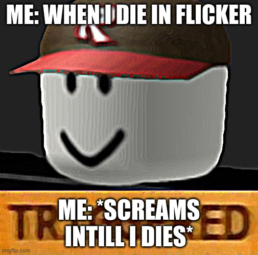 Roblox Triggered | ME: WHEN I DIE IN FLICKER; ME: *SCREAMS INTILL I DIES* | image tagged in roblox triggered | made w/ Imgflip meme maker