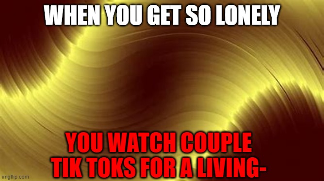 WHEN YOU GET SO LONELY; YOU WATCH COUPLE TIK TOKS FOR A LIVING- | made w/ Imgflip meme maker
