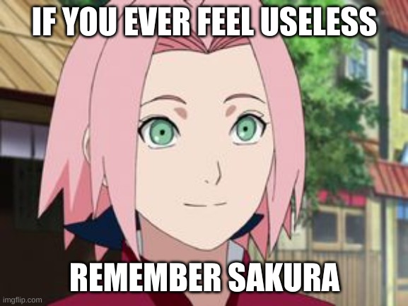 Sakura | IF YOU EVER FEEL USELESS; REMEMBER SAKURA | image tagged in sakura | made w/ Imgflip meme maker